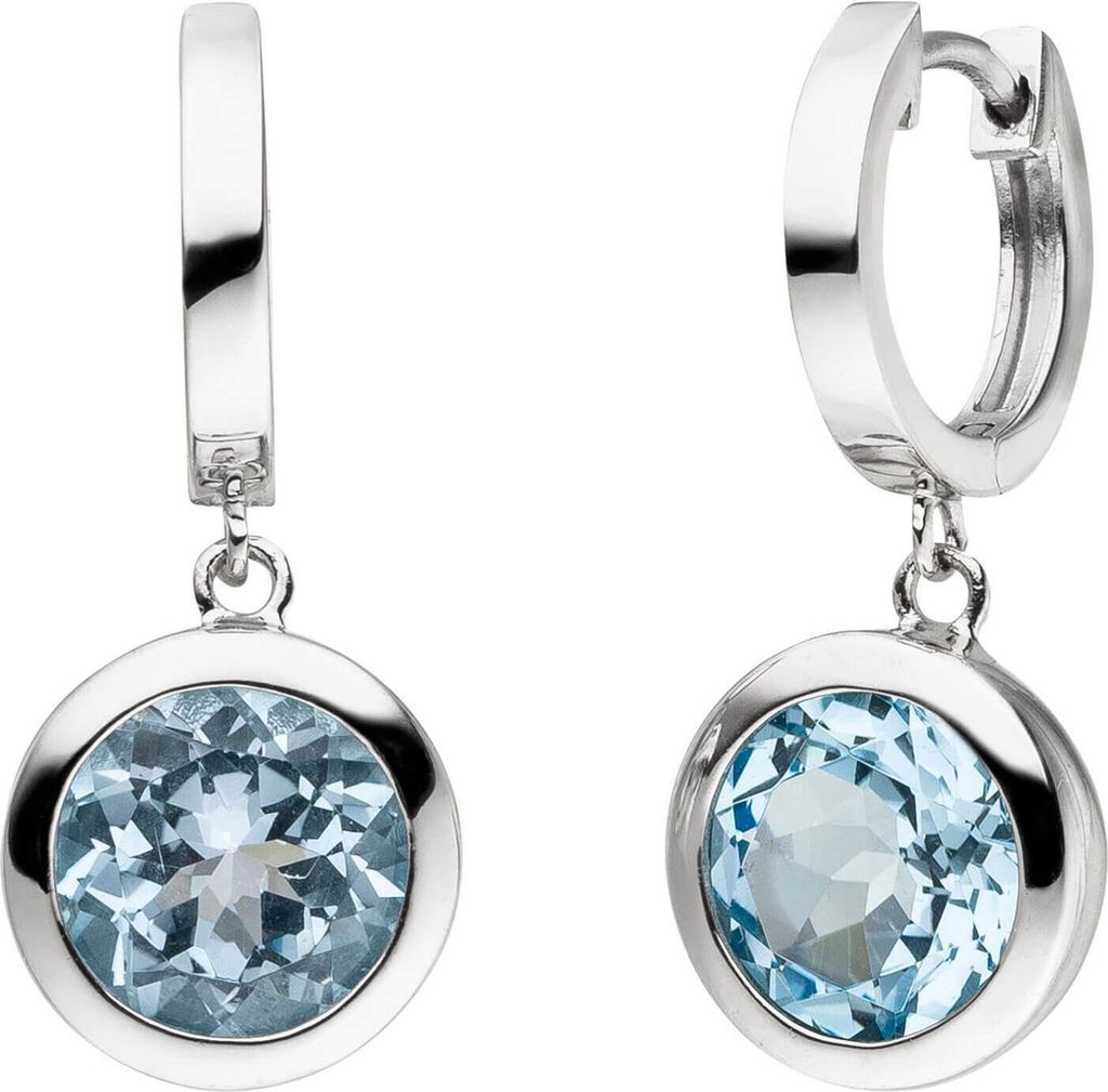 Ohrringe Creolen aus 925 Silber 26,9x11,8mm mit Topas Blautopas hellblau blau