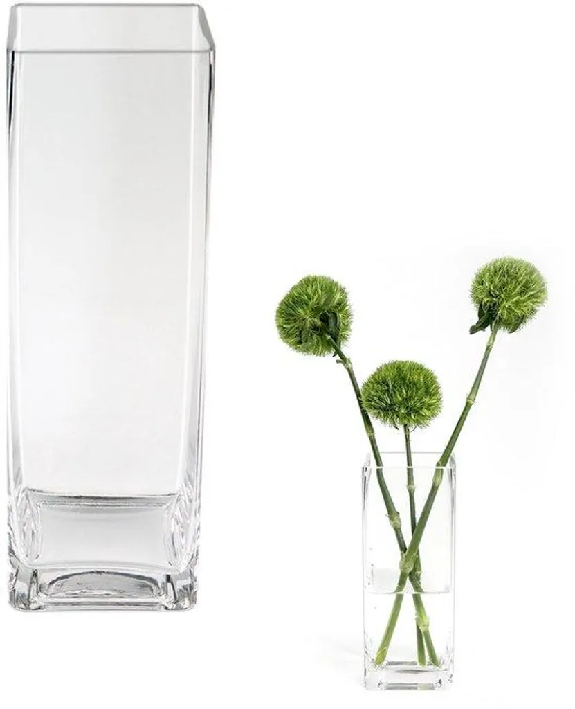 Vase décoratif carré 20cm en verre pur - Soliflore moderne pour salon