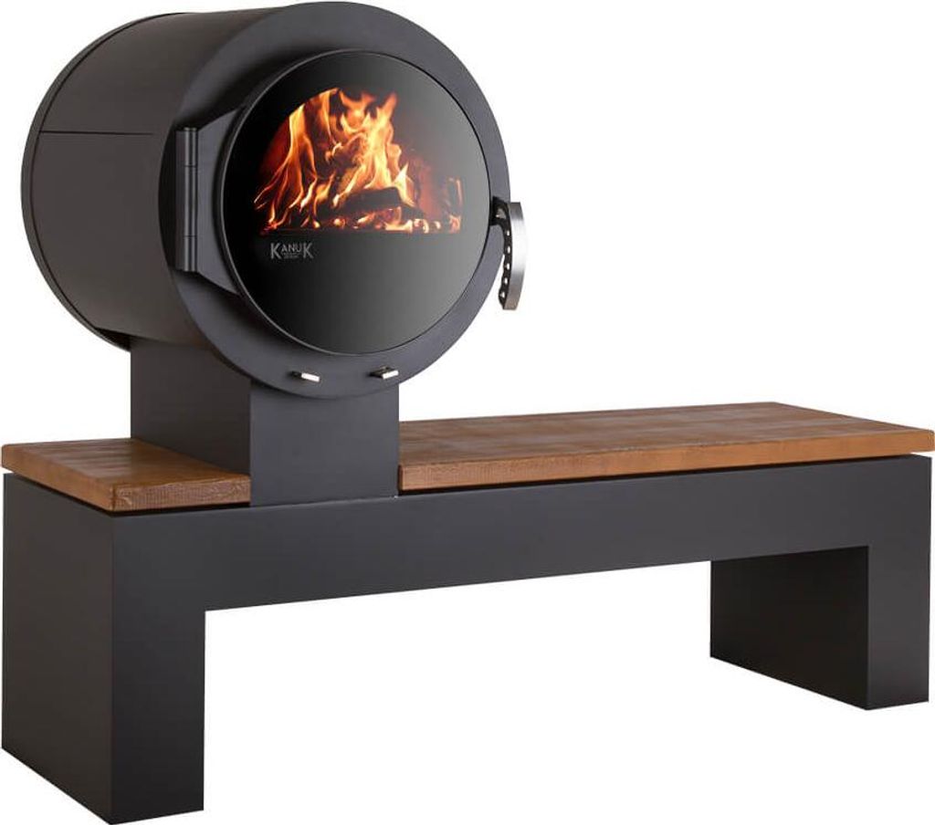 Kaminofen Kanuk BANK Goldenteak gestrahlt