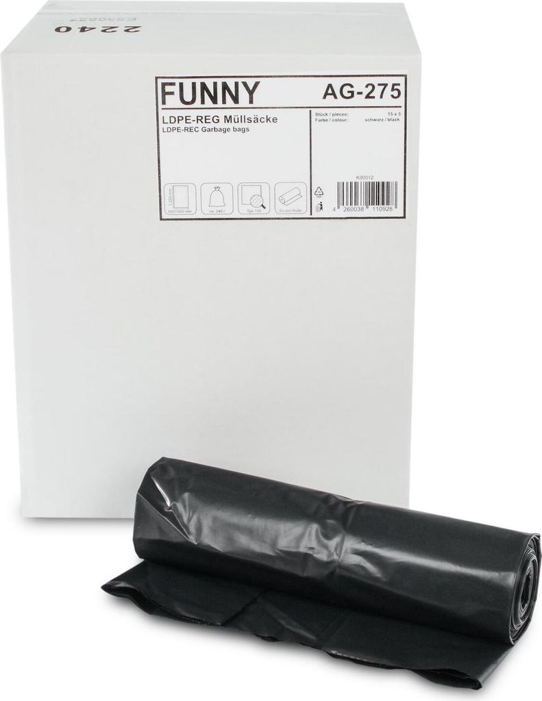 Funny Müllsäcke, 240 l, Typ 100, schwarz, AG-275