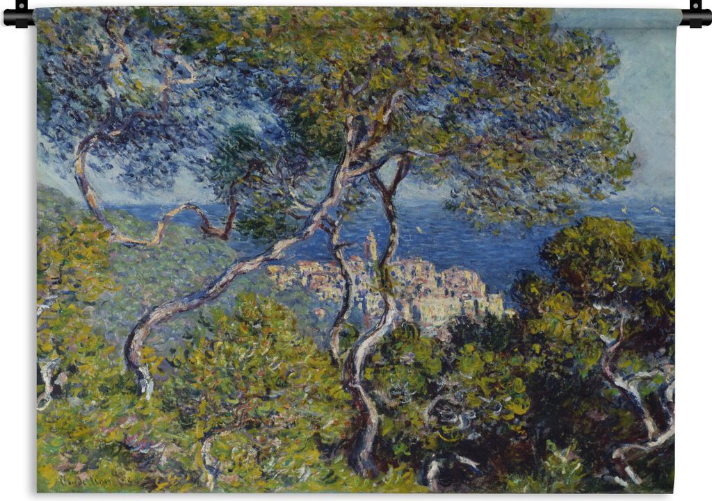 MuchoWow Wandteppich Wandbehang Bordighera - Gemälde von Claude Monet 60x45 cm Tapisserie Nachbildungation Wandtuch - Das Schlafzimmer