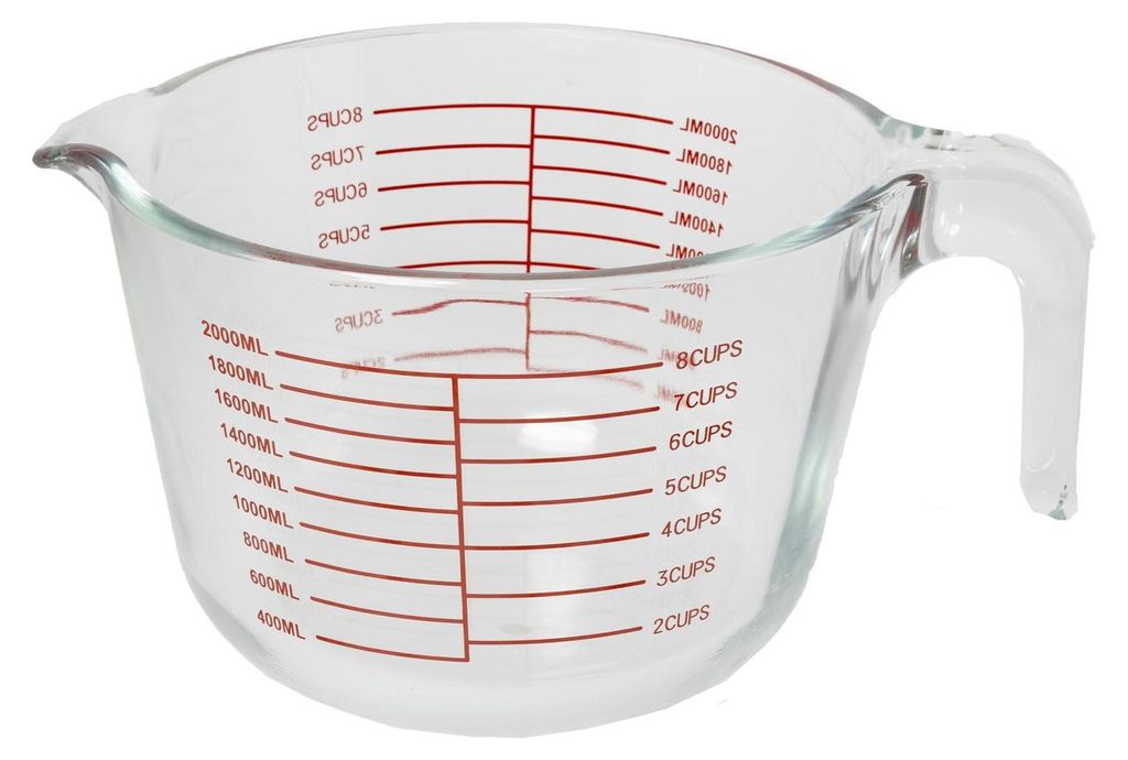Messbecher Glas 2 Liter mit Griff Skala Messkanne Produktbild 