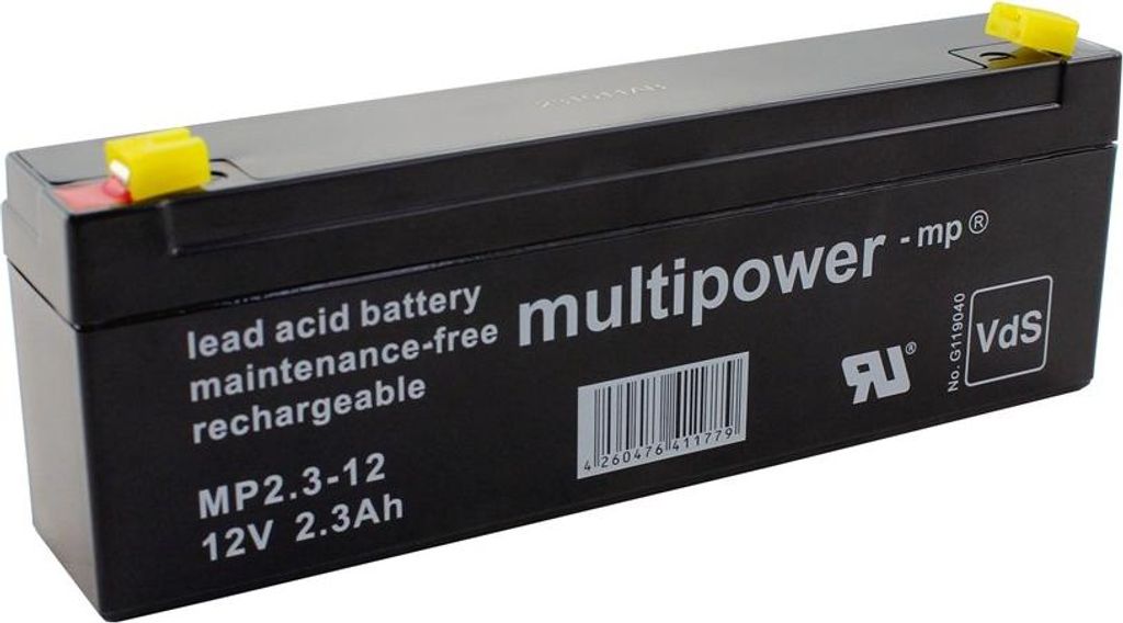 Multipower MBL12/2,2AH/VDS MP2,3-12: loodaccu, 12V, Productafbeelding 