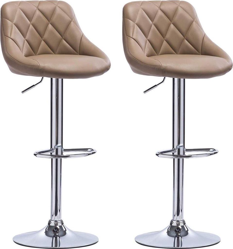Designer Barkhocker – Beige – Samt – Ergonomisch – Höhenverstellbar – Sitzhöhe 60–82?cm – 2er Set