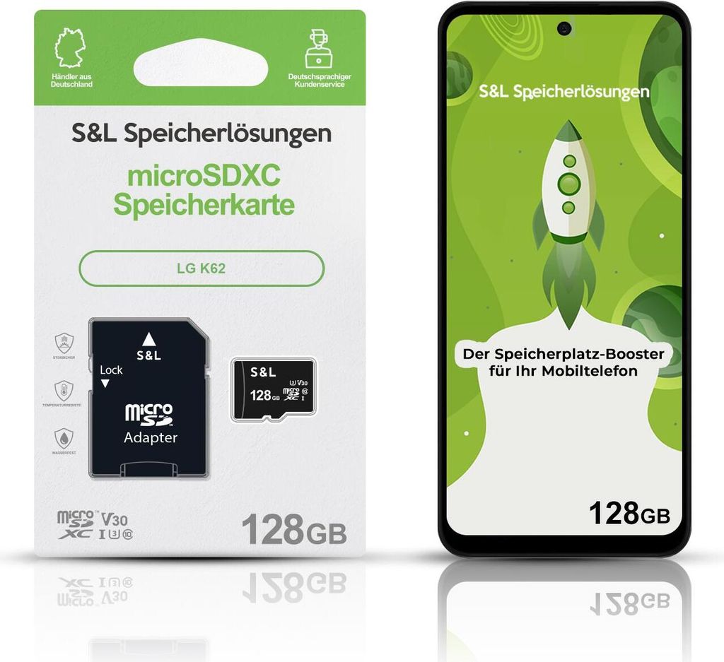 microSD Speicherkarte S&L für LG K62 - Speicherkapazität: 128 GB