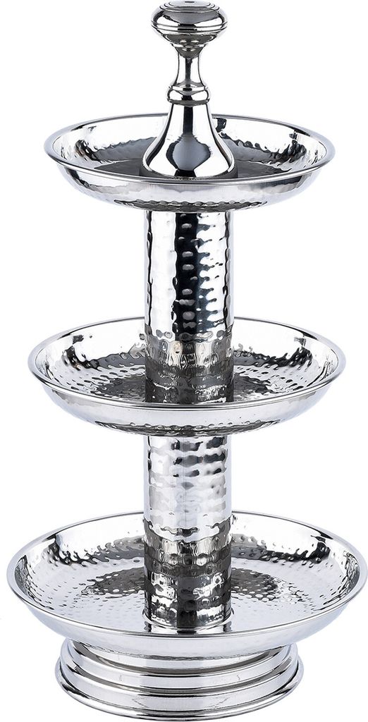 Marrakesch Orient & Mediterran Interior 3 Etagen Etagere aus Edelstahl Rosal Silber rund 40cm Groß | Cupcake Ständer modern als Tischdeko