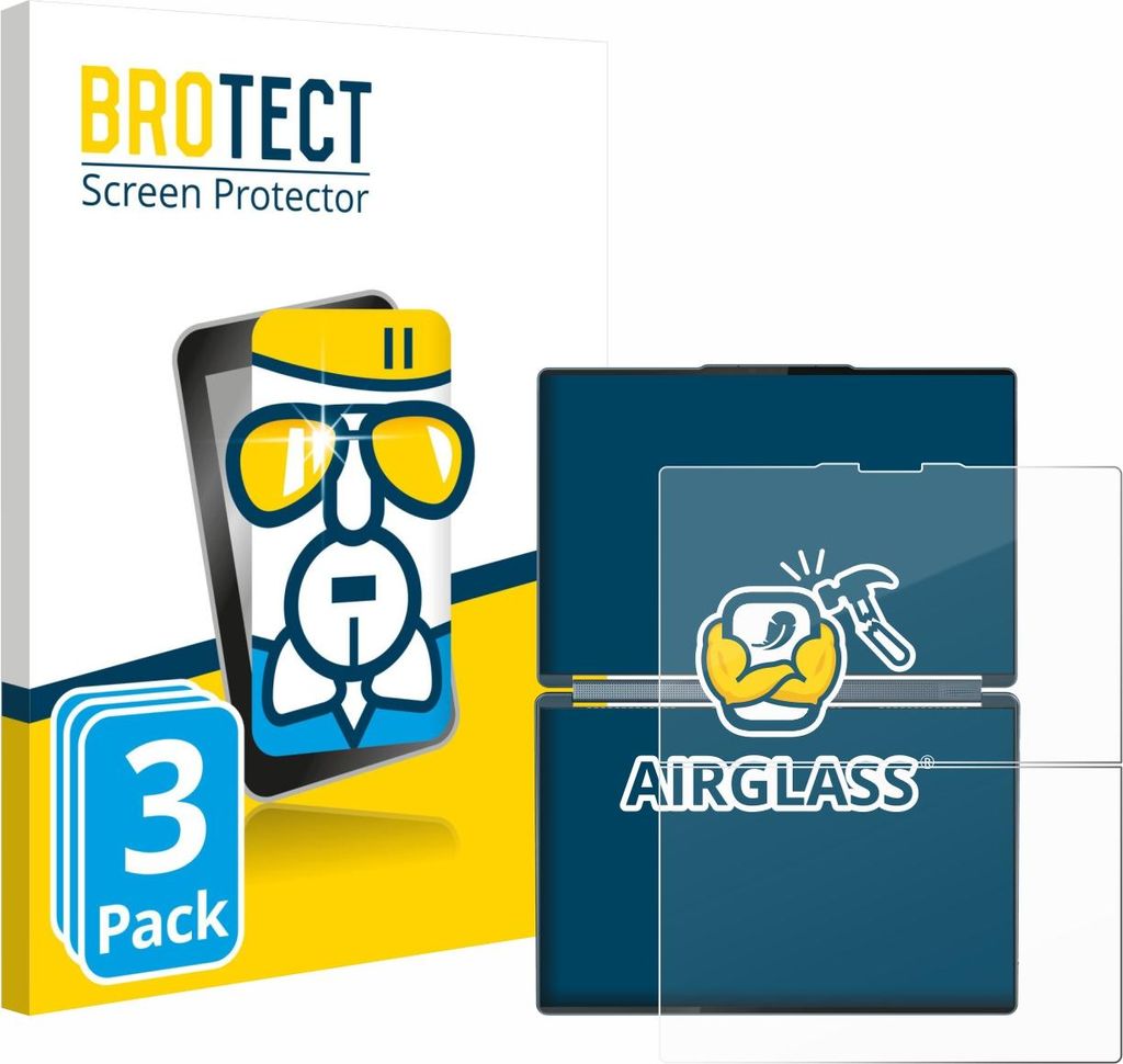 3x BROTECT Schutzglas für Lenovo Yoga Book 9i Gen 10 Schutzfolie Panzer Folie Glas Display Schutz klar
