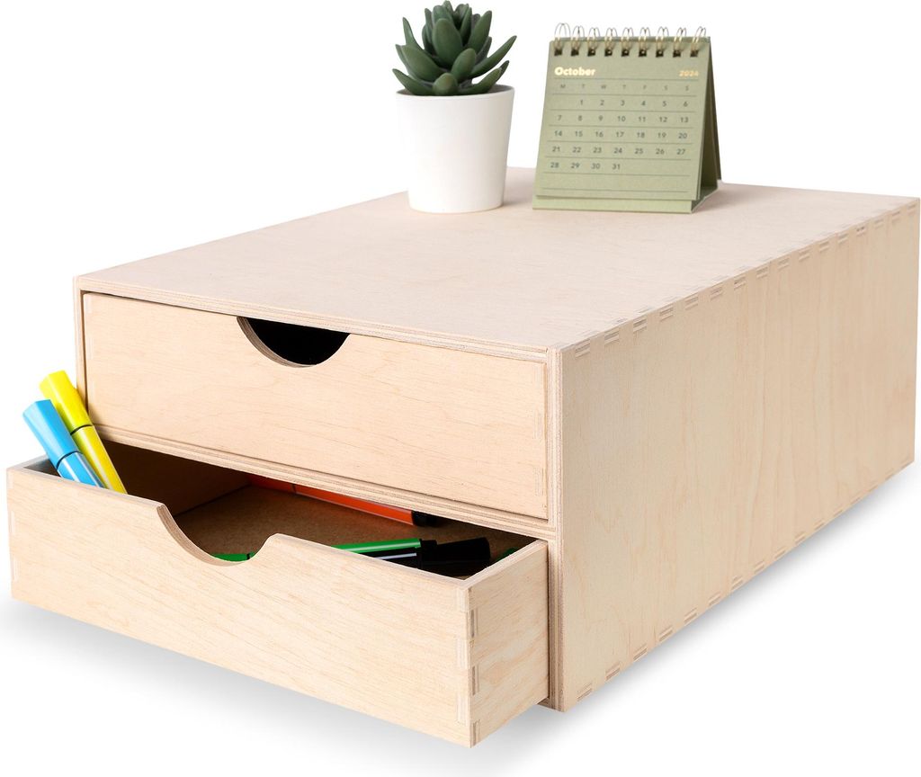 Creative Deco Petite Commode Bois 2 Tiroir - 33 x 25 x 13,5 Image du produit 