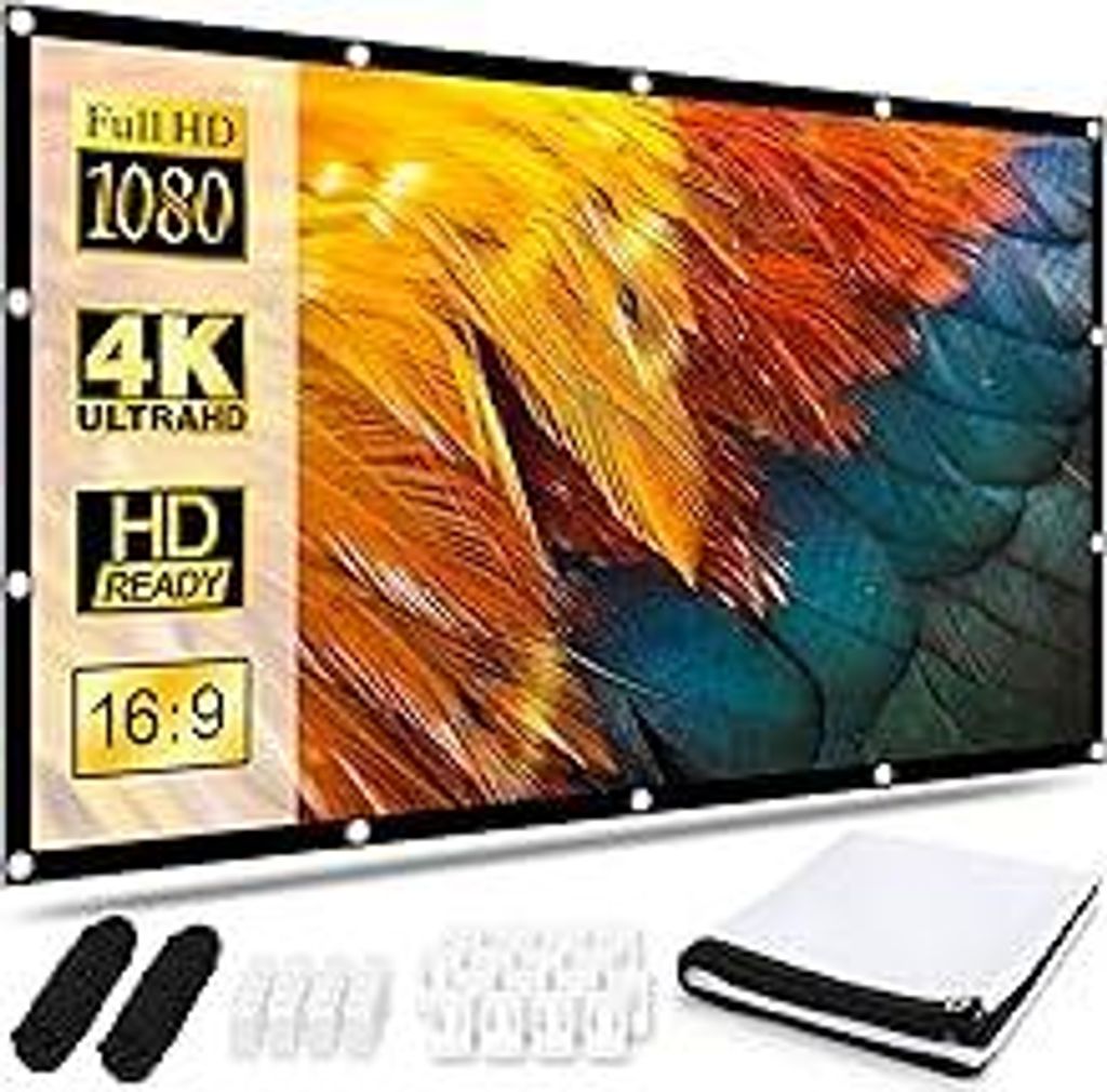 Osoeri Leinwand Beamer 120 Zoll, 16:9 HD Faltbarer Beamer Leinwand, Anti-Falten Doppelseitige Projector Screen 265x149cm, Tragbarer Projektor Leinw...