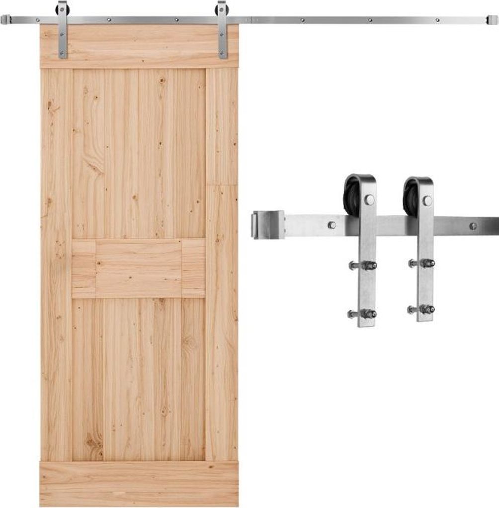Schiebetürsystem 150kg - Schiebetürbeschlag mit 2,44m Laufschiene - Silberfarbenes Schiebetürset