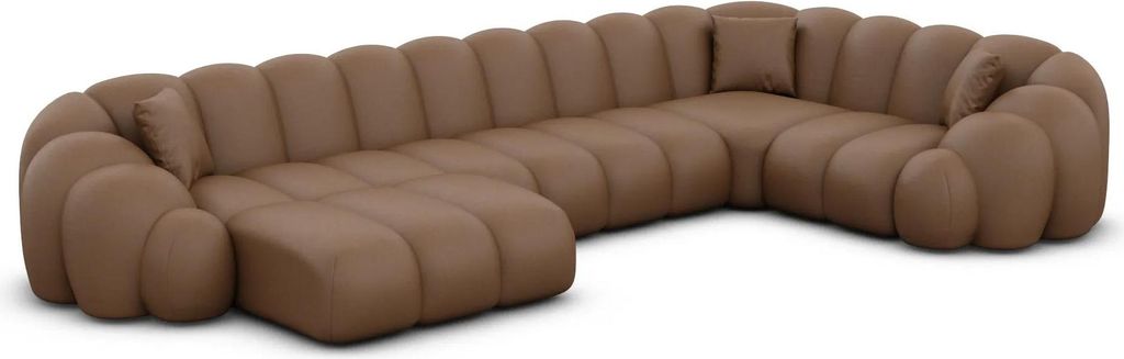 Echtleder U-Form XL Wohnlandschaft Liora Braun Links