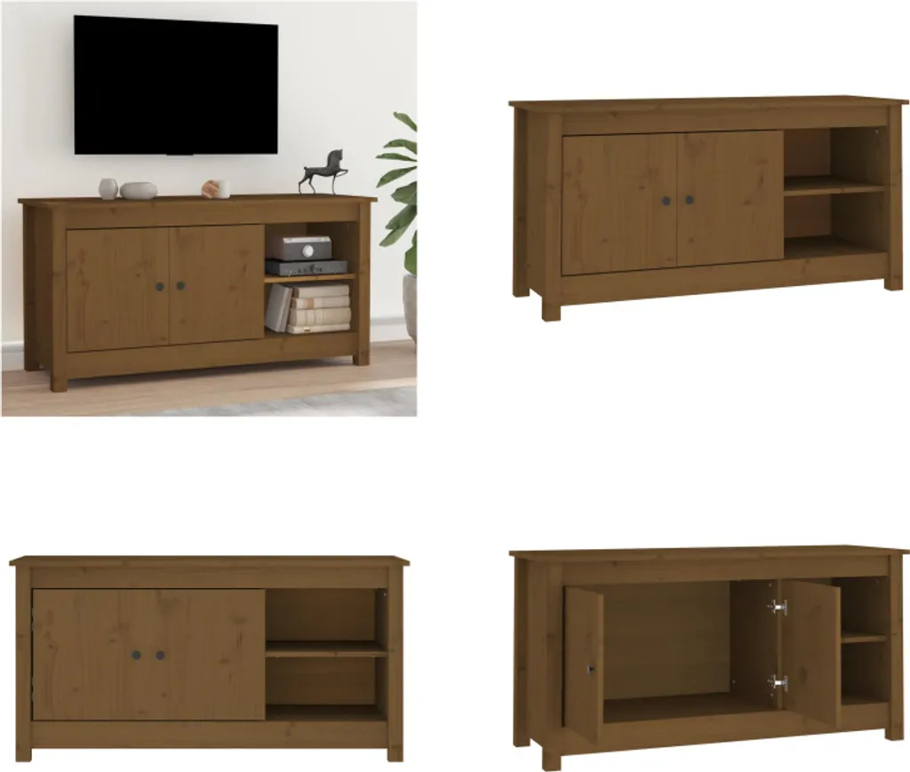 Mobiletto TV Rustico vidaXL Legno di Pino Massiccio Marrone Miele