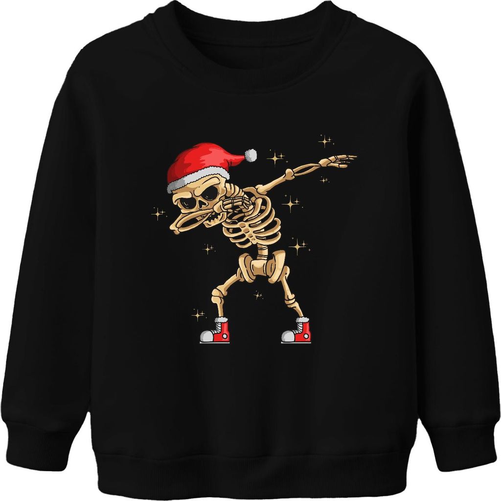 Dabbing Skelett Weihnachtsmütze - Weihnachten Weihnachtsgeschenk Christmas Uni Kinder Weihnachtspullover, Schwarz, 104