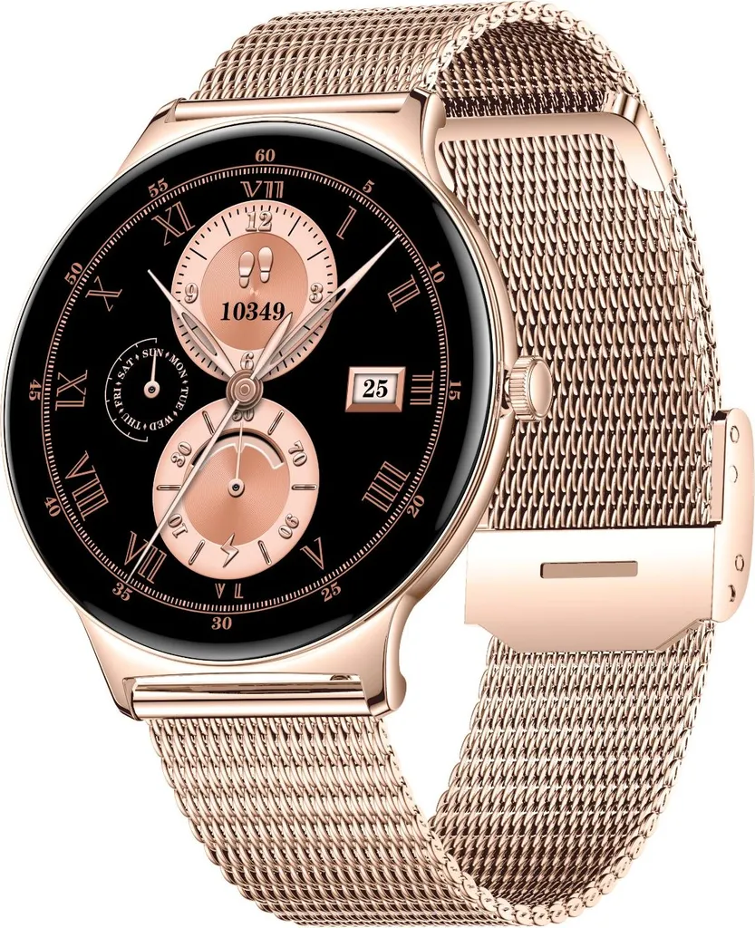 Smartwatch Multifunzione INF Oro - Metallo e Silicone - Salute e Sport