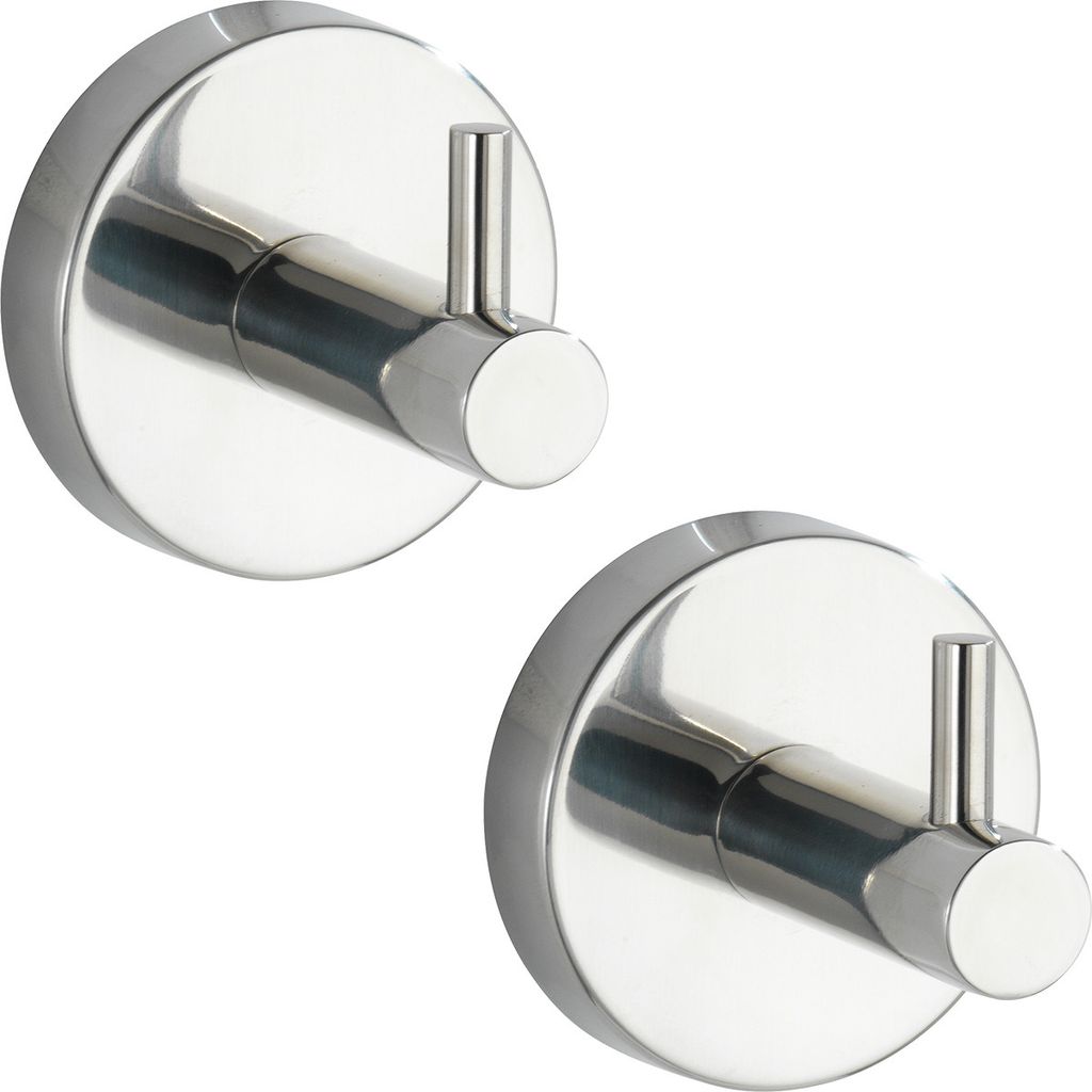WENKO 2er Set Wand Haken Edelstahl Kleider Handtuch Halter Produktbild 