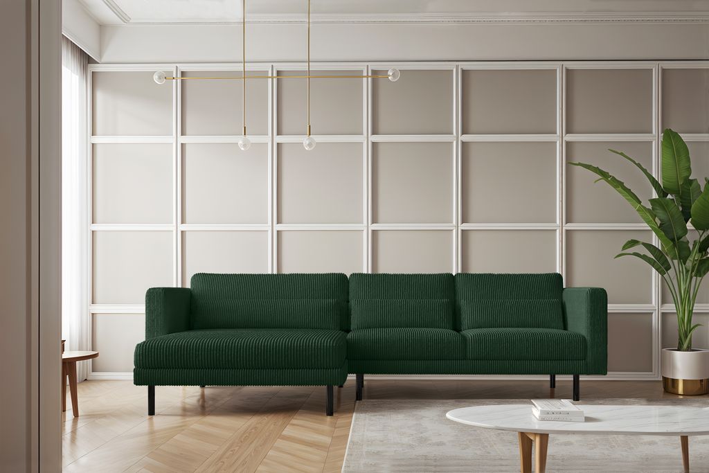Kaiser Möbel Ecksofa L-form Dani modern und geräumig Stoff Poso Grün Rechts