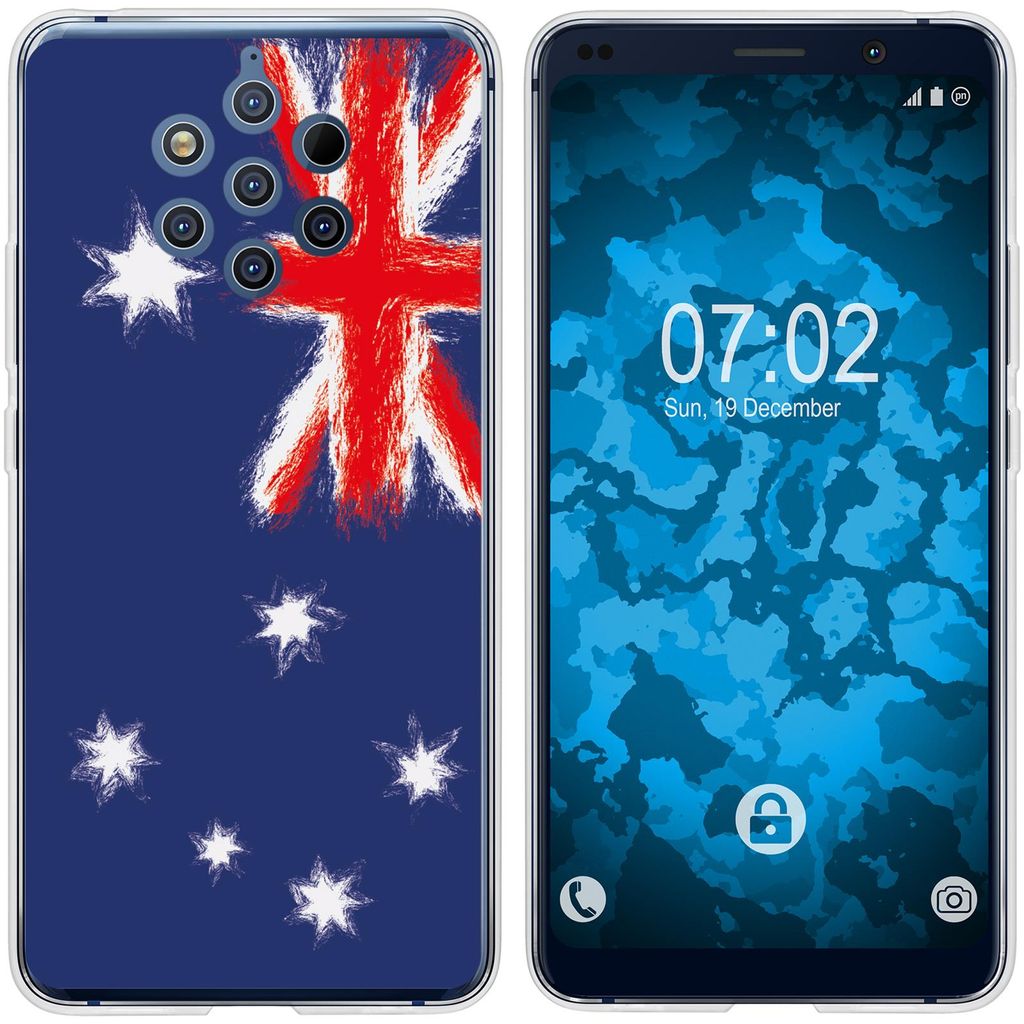 PhoneNatic Case kompatibel mit Nokia 9 PureView Silikon-Hülle WM Australien M2