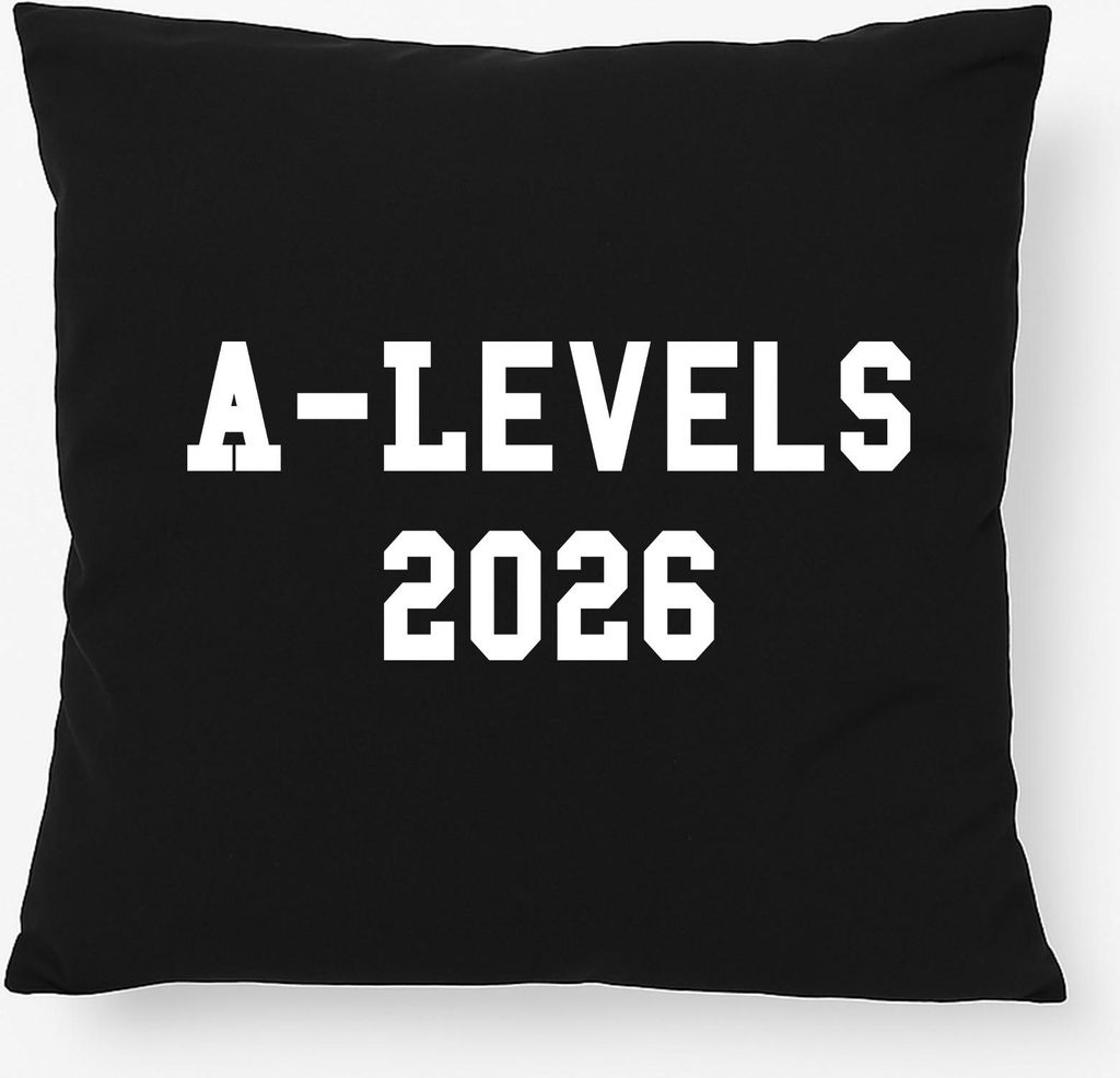 Huuraa Kissen A-Levels 2026 Abschluss Großbritannien 40x40cm mit Füllung Black Baumwolle Dekokissen Geschenkidee