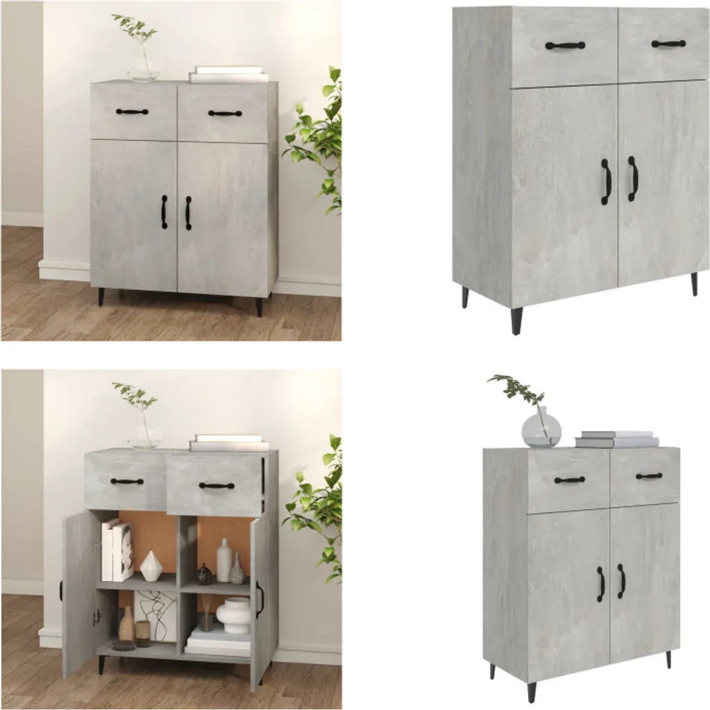 Armadio Portaoggetti Grigio Cemento 90cm | Mobile Credenza vidaXL Design