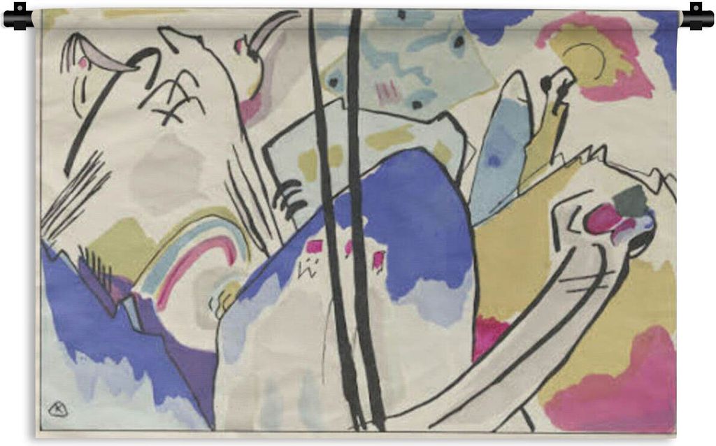 MuchoWow Wandteppich Wandbehang Komposition 4 - Gemälde von Wassily Kandinsky 60x40 cm Tapisserie Dekoration Wandtuch - Wanddekorationen