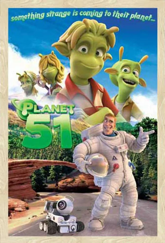 Planet 51 Poster Originale con Cornice Shinsuke® Rovere e Vetro Acrilico