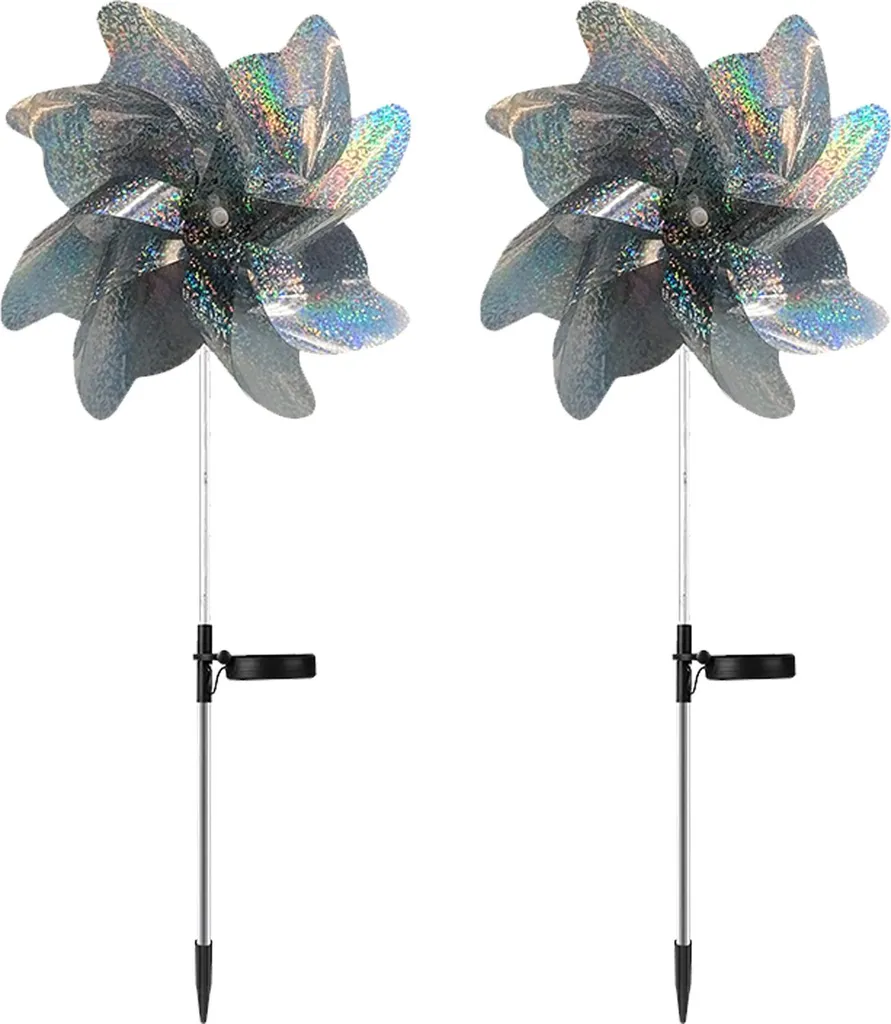 Lampade Solari Design Argento 41cm - 7 LED Luce Calda e RGB