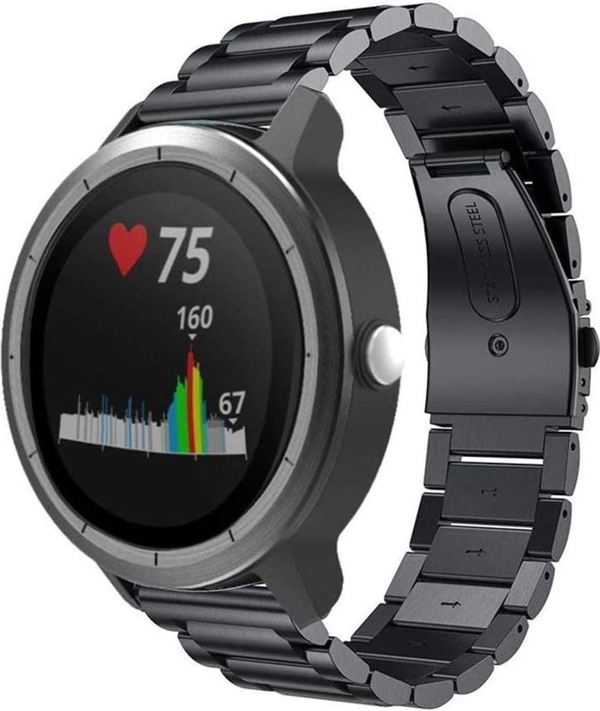 Strap-it Garmin Vivoactive 3 Gliederarmband (Schwarz)