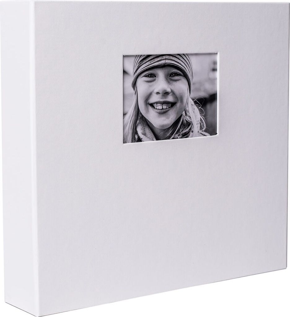 HNFD Maxi-Fotoalbum Lona weiß 34,5x33 cm 100 schwarze Seiten