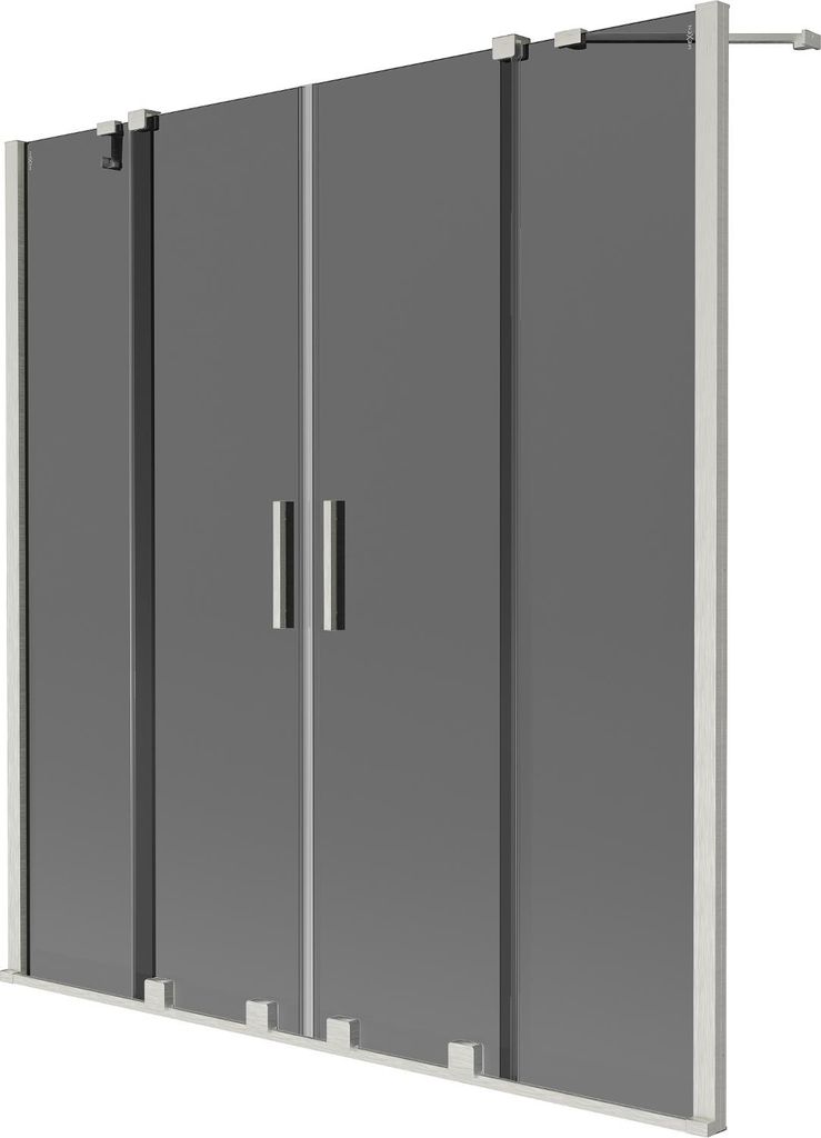 Mexen Velar Duo Badewannenfaltwand 2-flügelig, verschiebbar 160 x 150 cm, Graphit, gebürsteter Nickel - 896-160-000-42-97