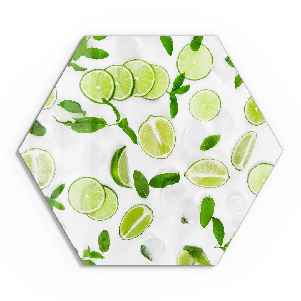 DEQORI Glasbild Echtglas 40x35 cm 'Limettenfrische' Wandbild Bild modern Deko