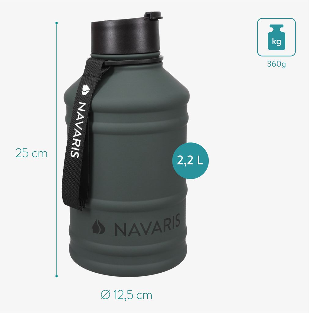 Schwarz  Wasserflasche 1 Litre Trinkflasche  mit  Strohhalm und Griff BPA-Frei 