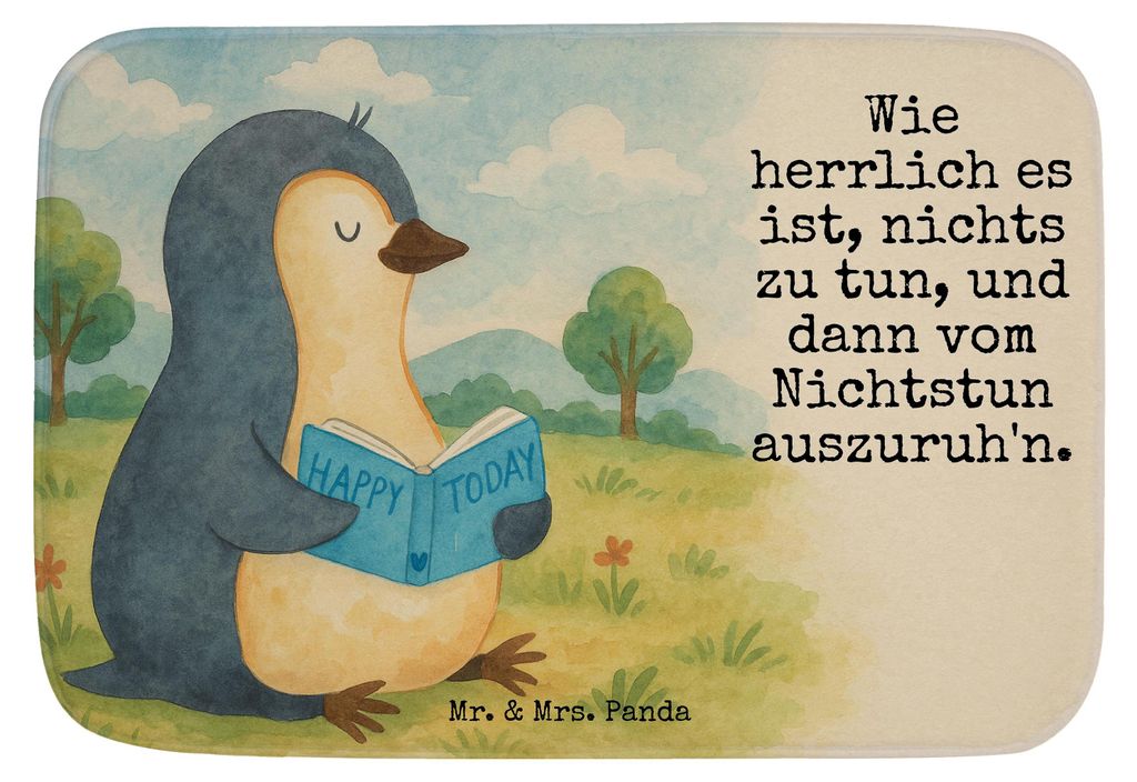 Mr. & Mrs. Panda Badezimmer Matte Pinguin Buch Design - Weiß - Geschenk, duschmatte, Bad Fußmatte, Urlaub, Badezimmerteppich, Teppich Fürs, Badt...