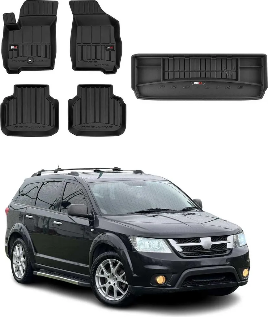 Set di tappetini e fodere per bagagliaio OMAC per Fiat Freemont 2011-2015 in gomma TPE 5x