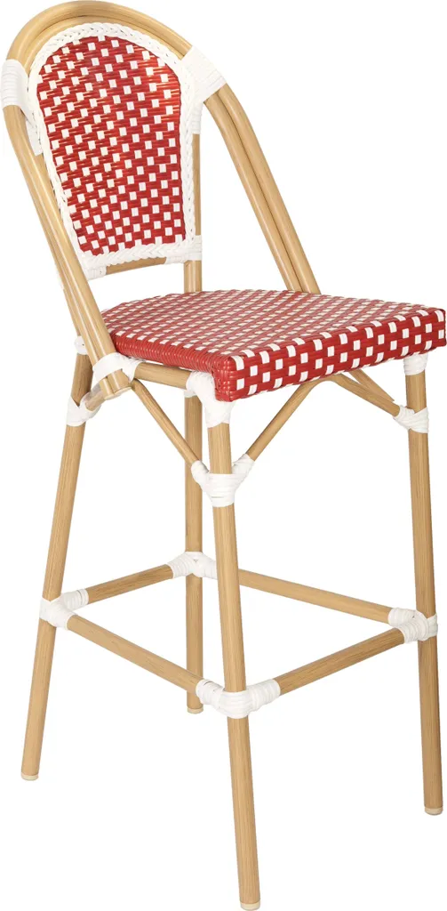 Tabouret de bar extérieur en rotin synthétique et aluminium Belleville
