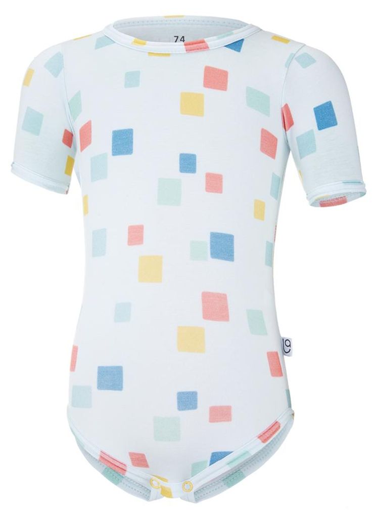 Body/Shirt dünn DRUCK kurzer Ärmel Outlast - Blassblau Karo, 80
