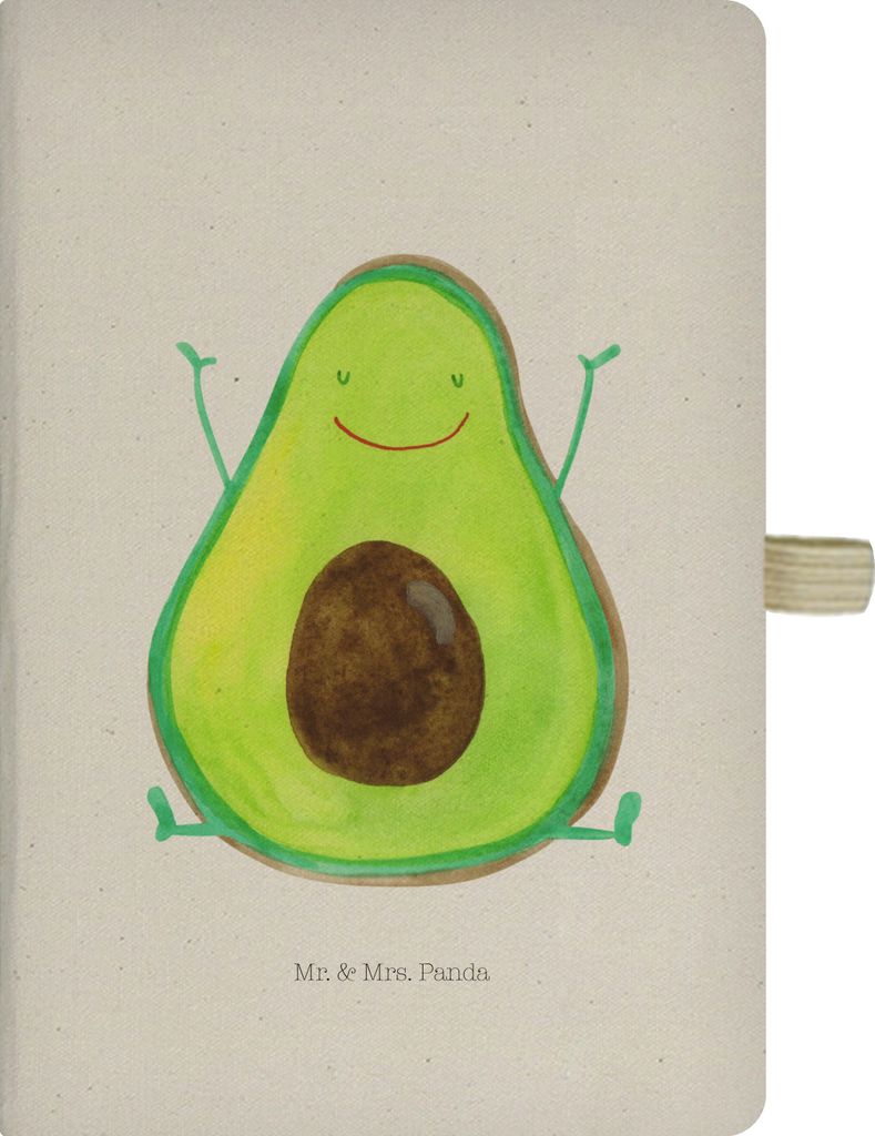 Mr. & Mrs. Panda Kladde Avocado Glücklich - Transparent - Geschenk, notizbuch, Skizzenbuch, Chaos, Journal, Tagebuch, Frucht, Freude, Reisetagebuch
