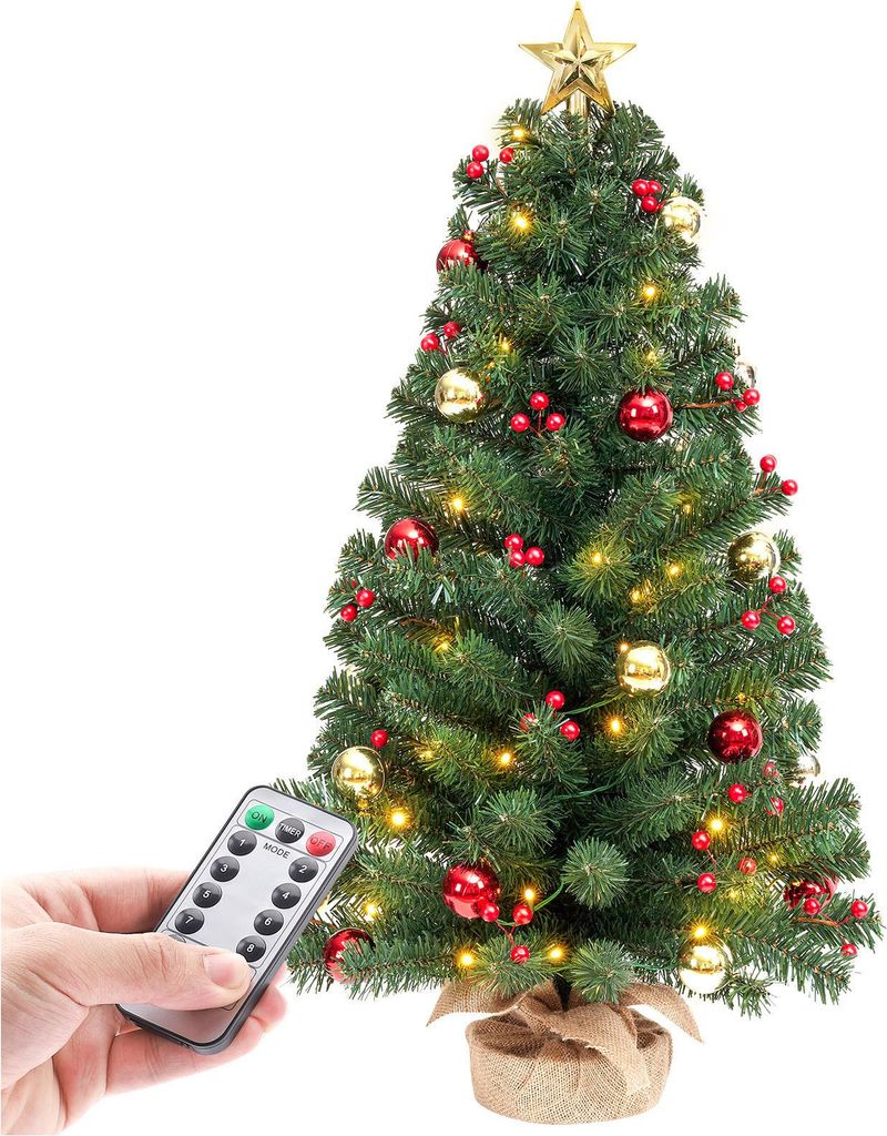 70cm Mini Weihnachtsbaum mit warmweiß LEDs, Mit Produktbild 