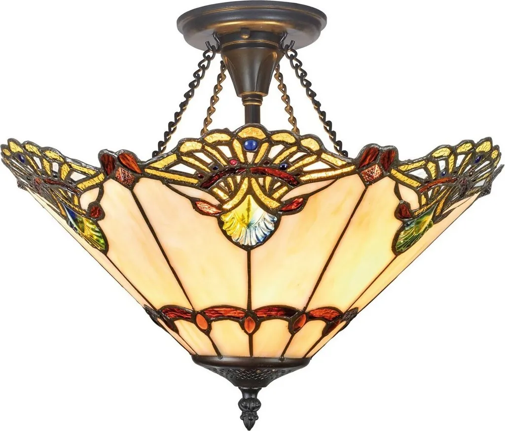 Plafonnier Tiffany de Luxe : Éclairage Chaleureux Fait Main 40cm