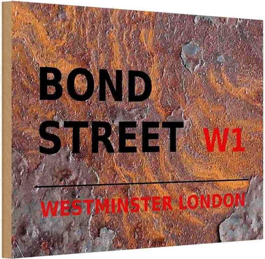 vianmo Holzschild 12x18 cm Bond Street W1 England