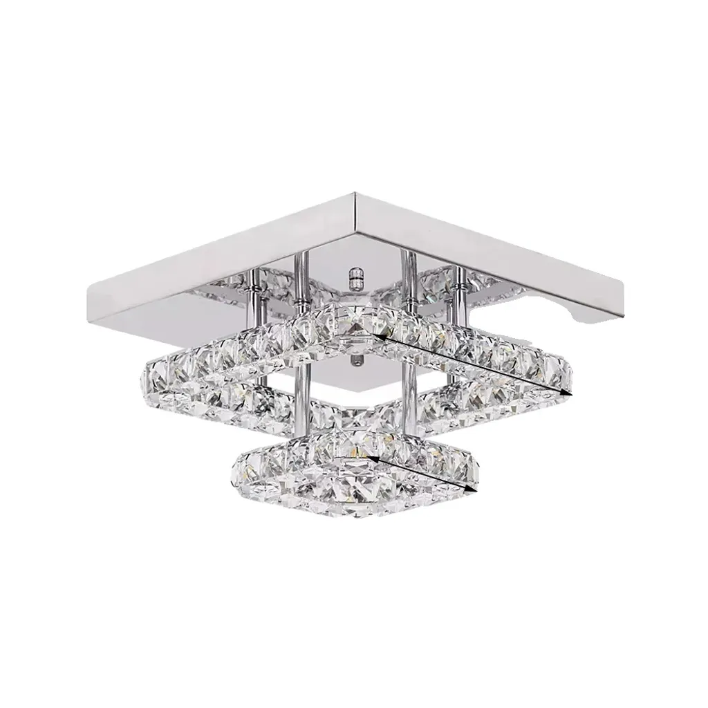 Plafonnier LED cristal variable haute luminosité design carré 27cm