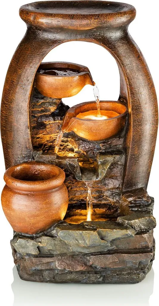 Fontaine zen pour terrasse et balcon Amphore LED avec bac végétalisable