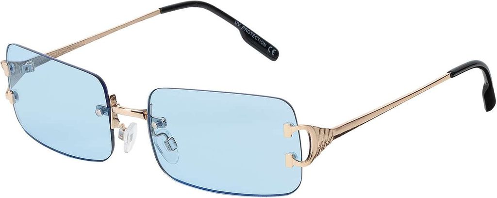 Damen Sonnenbrille rechteckig Designer 80er Modern Urlaub Sommer Strand 30571 Blau