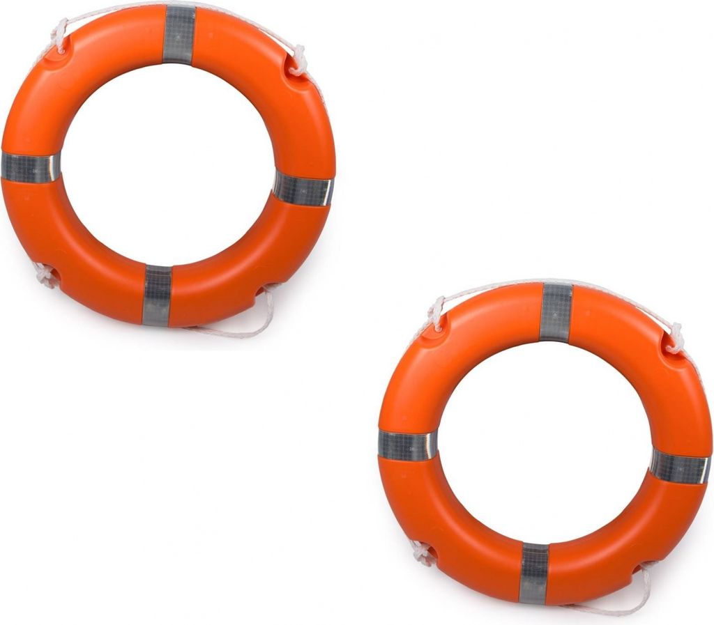 2er Set Rettungsringe 2.5 kg, Orange, mit Griffleine und Reflektoren