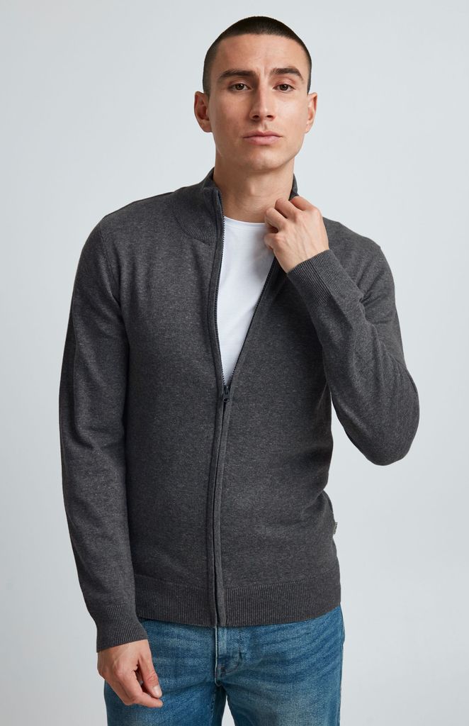 11 Project PRMelker Herren Strickjacke Cardigan Feinstrick mit hochabschließendem Kragen aus 100% Baumwolle