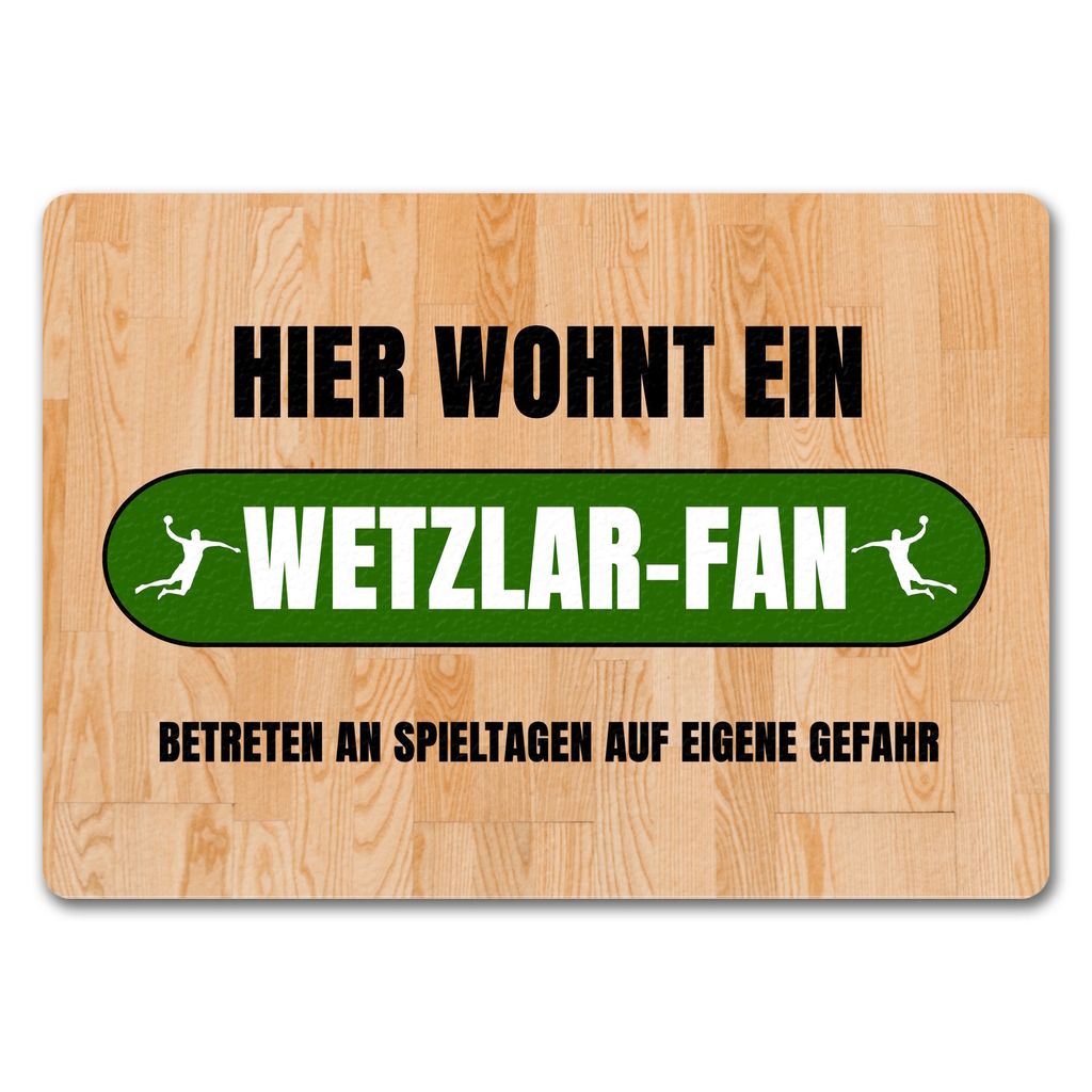 Hier wohnt ein Wetzlar-Fan Fußmatte in 35x50 cm ohne Rand mit Turnhallenboden