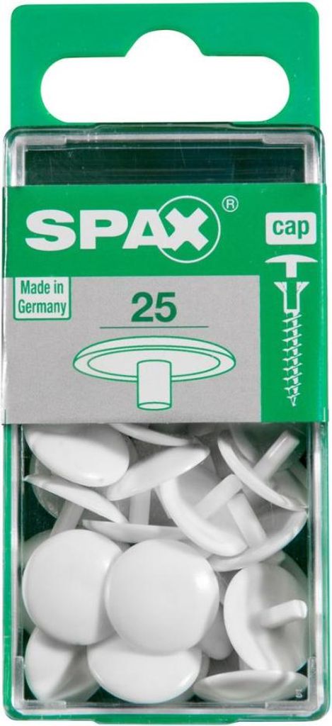 Spax Abdeckkappen weiß zum stecken (stift) - 25 Stk. Produktbild 