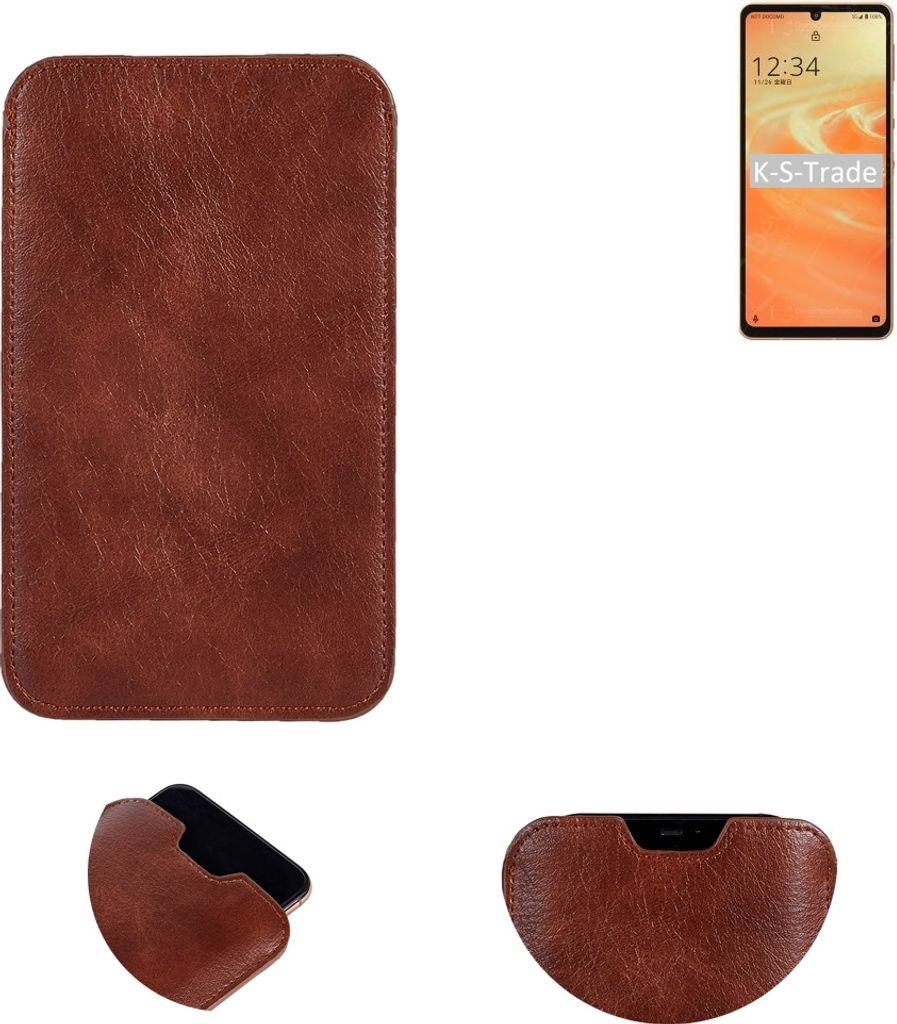 K-S-Trade Schutzhülle Handyhülle kompatibel mit Sharp Aquos Sense6 Handytasche Kunstleder Sleeve in braun