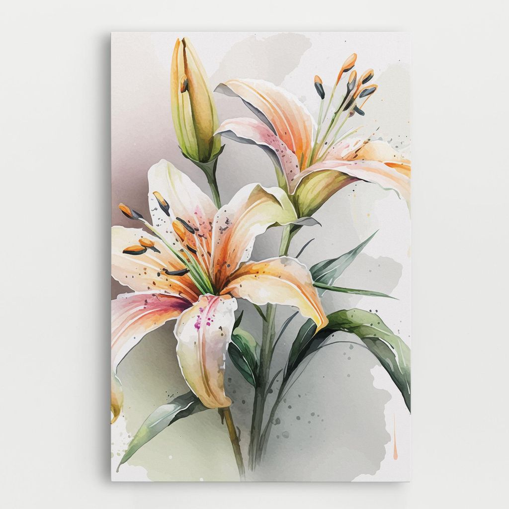 ARTHUB Leinwandbild 20x30 cm, White Orange Lily | Wohnzimmerdekoration, Hängende Bilder, Wanddekoration, Heimdekoration, Blumen, Lilien