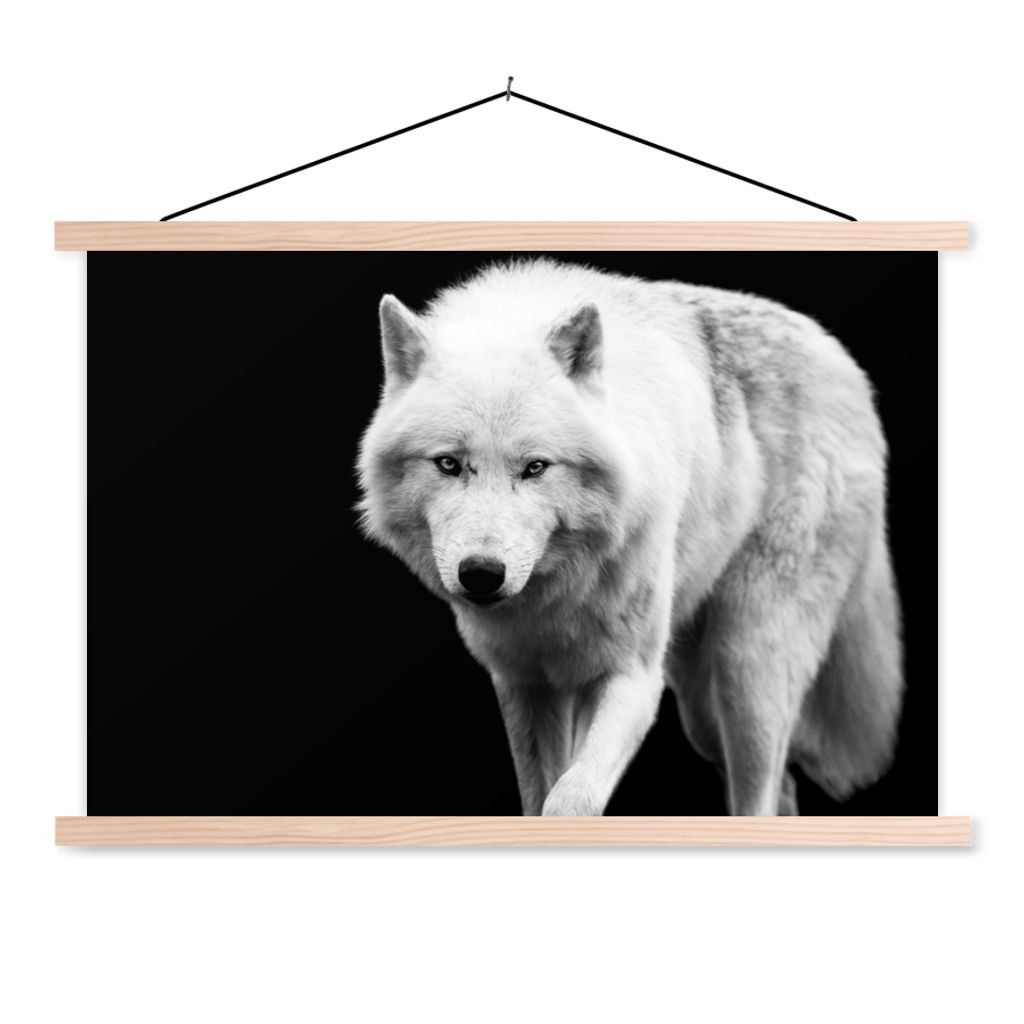 MuchoWow® Textilposter Wolf - Tier - Schwarz - Weiß 120x80 Produktbild 