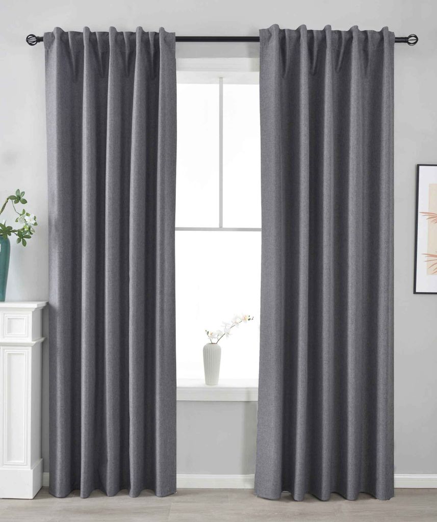 2er Set Verdunkelungsvorhänge 100% Verdunkelung HxB 245x140 cm Dunkelgrau »BOSTON Dark« mit Multibandaufhängung, 2023600-2